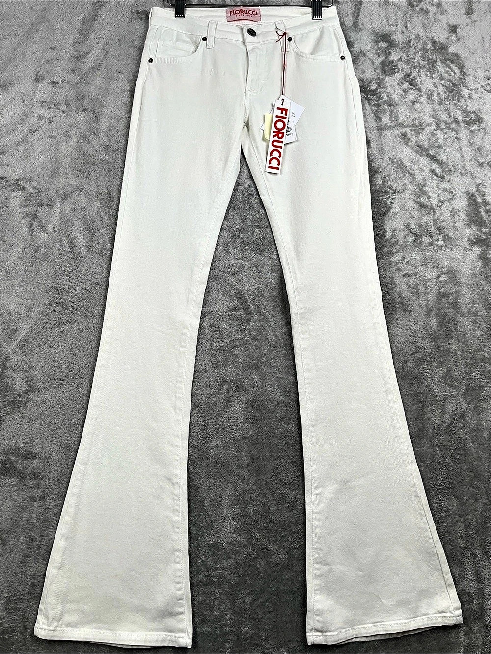 NEW Fiorucci 26 Jeans Flair V. Bassa Flare Jeans in White Waist